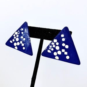 Vintage Blue and Off White Earrings